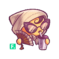 Flocksy coffee emoji fan lady Sticker
