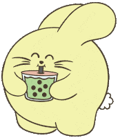 fatrabbitfarm happy drink tea bunny Sticker