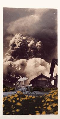 CokCoq flowers cloud ride collage GIF