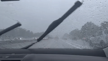 Heavy Rain Lashes Long Island Expressway