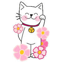 Happy White Cat Sticker by Cat & Raven
