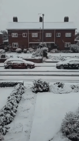 Weather Warning Issued as Snow Blankets Road in Worcester, England
