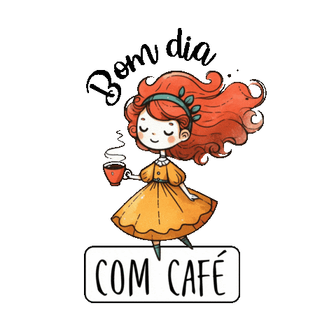 aduanstudio kawaii cafe bomdia redhair Sticker