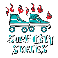 Surfcityskates beach skate skating rolling Sticker
