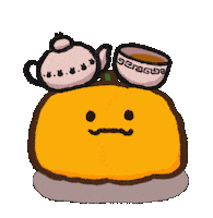 usapon3 うさぎ ハロウィン かぼちゃ お茶 Sticker