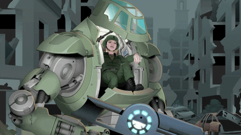 artwithbyte giphyupload smoke break mech warrior mech squad GIF