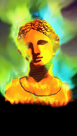Venus Engulfed in Flames after Falling in the Volc