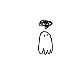 rinarinaree halloween confused ghost 귀여운 Sticker
