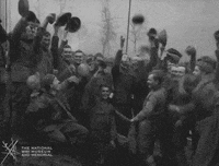 NationalWWIMuseum celebration black and white cheering military GIF