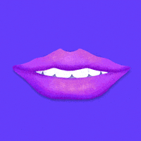 Digital art gif. Animation of a cartoon mouth with purple lips opens over and over again, revealing different text each time. The text says, "We say gay," "We say lesbian," "We say bi," and "We say trans," all against a purple background.