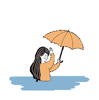 Girl Raining Sticker