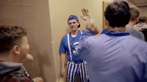 Creighton1878 giphygifmaker celebrate college high five GIF