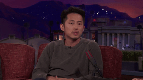 steven yeun smh GIF by Team Coco