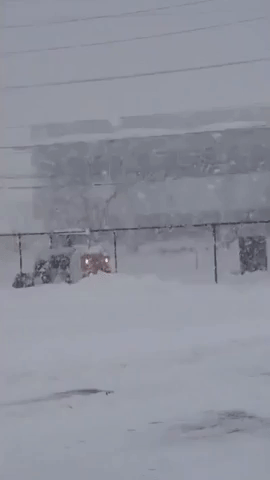 Snowplow Tries to Keep Up With Nor'easter in Secaucus, New Jersey