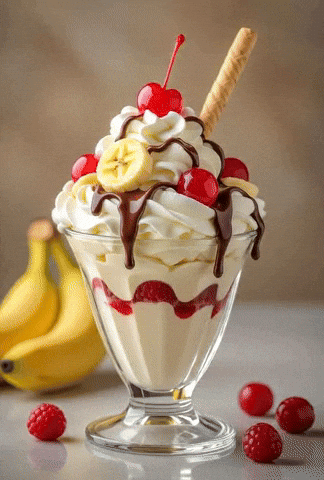 Banana Split GIF by ARTSZCRAFTSZ