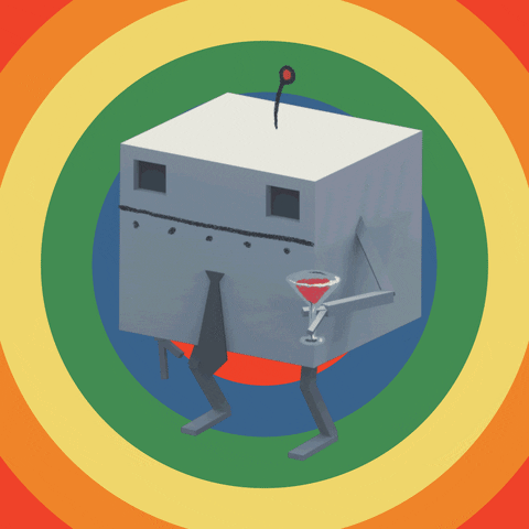 RobotFanClub rainbow business robot martini GIF