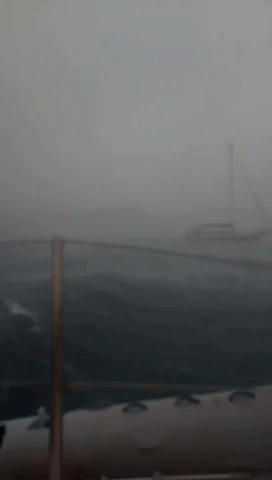 Boats Rocked by Heavy Winds as Hurricane Dorian Hits St Thomas