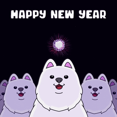 Samoyedcoin giphyupload dogs happy new year samoyed GIF