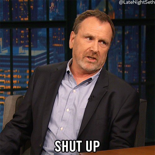 colin quinn shut up GIF by Late Night with Seth Meyers