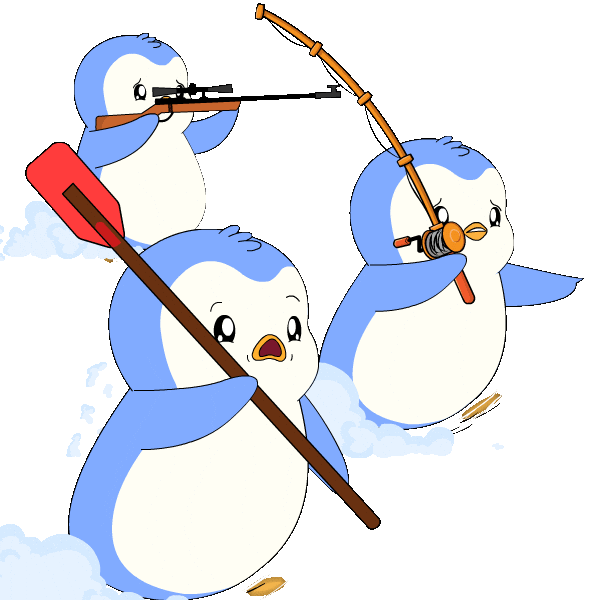 Huddle Up Lets Go Sticker by Pudgy Penguins