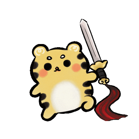 anime kawaii tiger cny sword Sticker