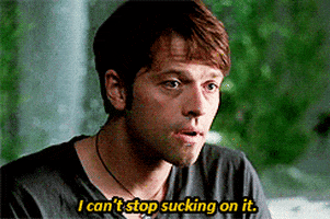 i cant stop sucking on it misha collins GIF