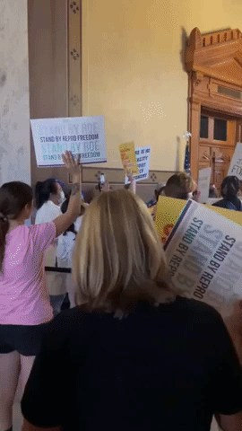 Pro-Abortion-Rights Protesters March Inside Indiana Statehouse