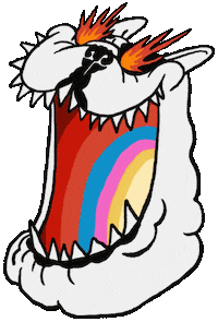 Babbot dog rainbow fire hungry Sticker