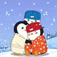 Winter Storm Hug GIF by Pudgy Penguins