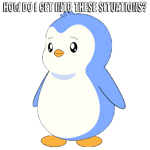 Confused How Did I Get Here Sticker by Pudgy Penguins