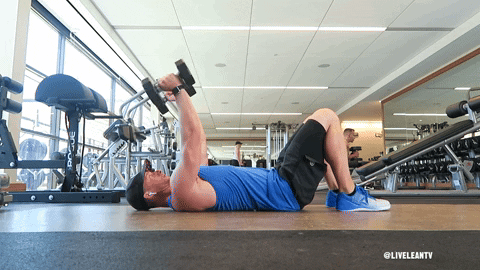 BamBamDoubleBB giphyupload floor lying dumbbell tricep extension GIF