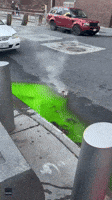 Bright Green Water Leaks From New York City Sewers