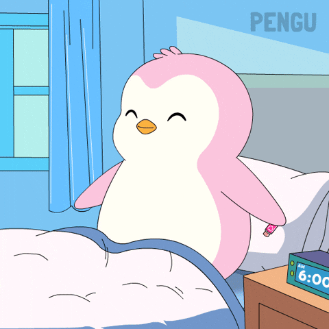 Stretching Good Morning GIF by Pudgy Penguins