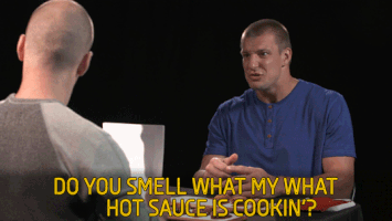 rob gronkowski hot ones GIF by First We Feast: Hot Ones