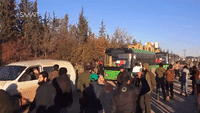 Convoy of Evacuees Arrives to Opposition-Held Area in West Aleppo Province