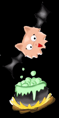 Mitsukoandco halloween witch bat cauldron GIF