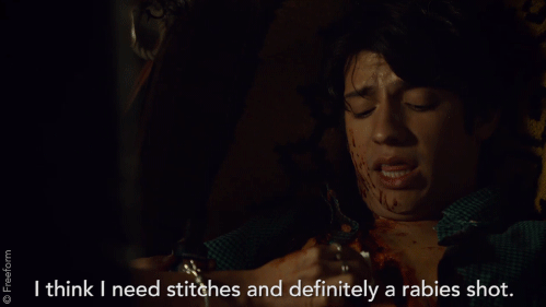 stitches rabies shot GIF by Shadowhunters