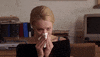 Movie gif. Rachel McAdams as Regina George in Mean Girls holds a tissue to her nose, appearing tearful, and then flips her hands and shakes her head as if to say, "I don't know."