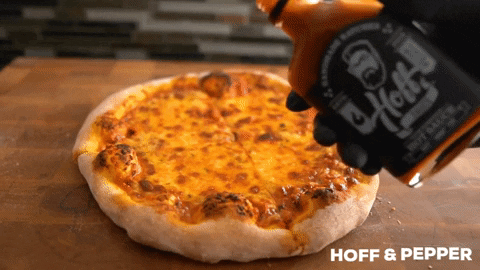 hoffandpepper giphygifmaker pizza pour hot sauce GIF