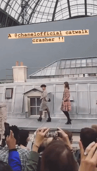 Gigi Hadid Confronts Catwalk Crasher at Chanel's Paris Fashion Week Show