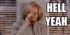 TV gif. Glenn Close as Patty Hewes in Damages leans against a wall sipping on a glass of alcohol. She then lifts the cup up like she’s cheering and gives a sarcastic look. Text, “Hell yeah.”