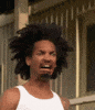 TV gif. Eddie Steeples, as Darnell Turner from My Name is Earl, looks horrified at lower right of frame.