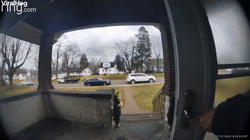 Woman Falls on Slippery Front Steps