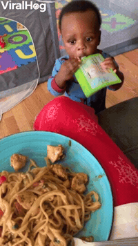 Kid Can't Quite Reach Real Good Food