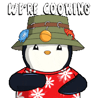 Hold Up Cooking Sticker by Pudgy Penguins