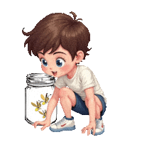 Boys Girls Fireflies Sticker