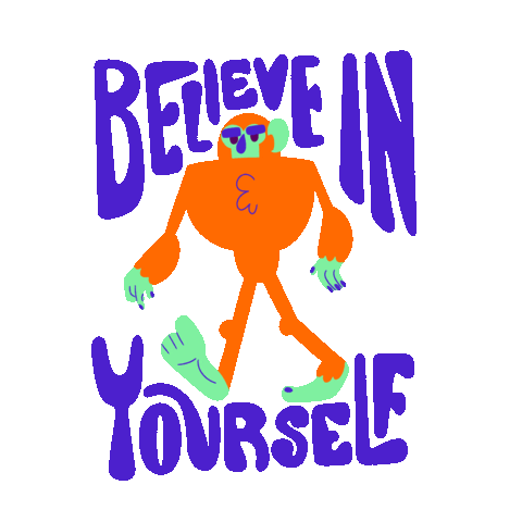 believe in yourself thumbs up Sticker by Cryptid Creative