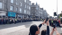 Crowd Gathers to See Queen's Funeral Cortege in Aberdeen