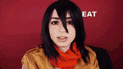 GibiOfficial eat attack on titan aot mikasa GIF