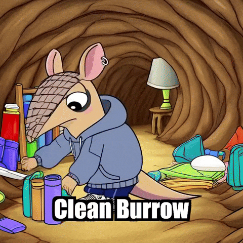 Cleaning Armadillo GIF by Chillo Dillo